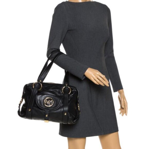 MICHAEL Michael Kors Black Leather Front Pocket Satchel - Picture 14 of 14